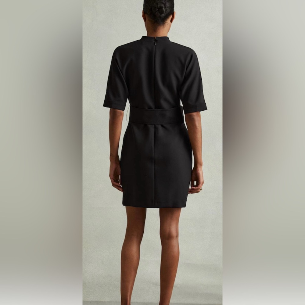 Reiss Black Nora Belted Mini Dress - Picture 4 of 10